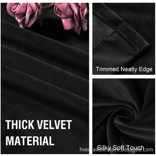 Soft Textured Blackout Velvet Window Curtain Drapes